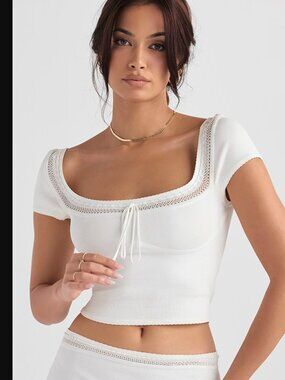 House of CB Nola ivory White dainty knit top Size XL